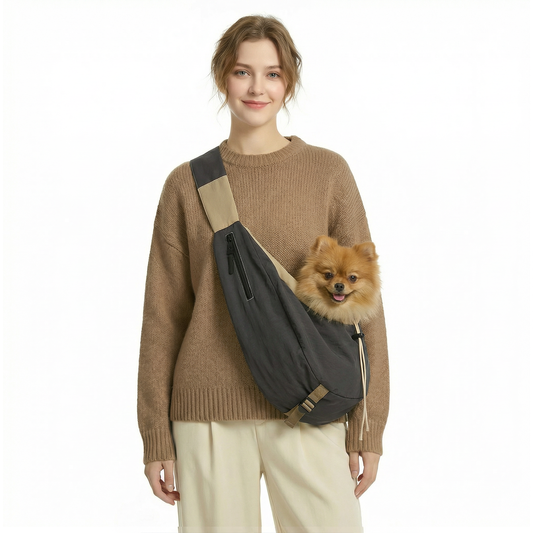 Adjustable Hands-Free Pet Sling Carrier - Breathable Crossbody Dog & Cat Travel Bag