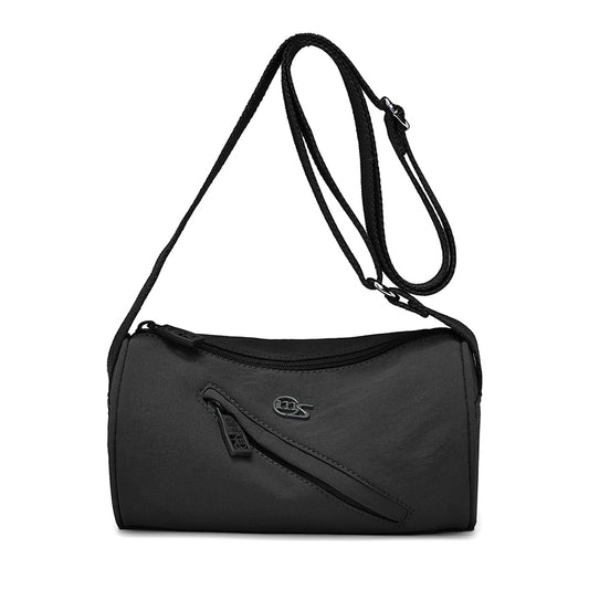 Waterproof Nylon Cylinder Crossbody Bag – Lightweight Small Barrel Shoulder Purse for Women