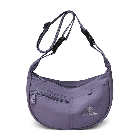 Waterproof Nylon Crescent Shoulder Bag – Lightweight Half-Moon Crossbody Purse for Women Fits 6.7" Phone