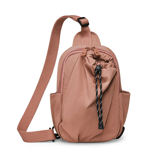Waterproof Mini Sling Crossbody Bag – Lightweight Chest Pack with Drawstring Bottle Pocket Fits 6.7" Phone
