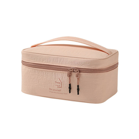 Large Travel Makeup Bag for Women - Portable Aesthetic Cosmetic Organizer with Top Handle