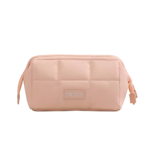 Large Quilted Cosmetic Bag - Boho Puffy Makeup Organizer for Travel & Daily Use
