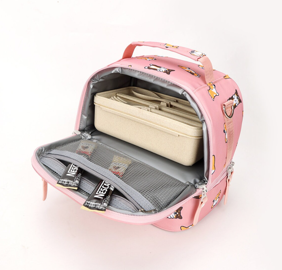 Cute Corgi lunch bag Leakproof School Lunch Bag for student Office Work Picnic Beach